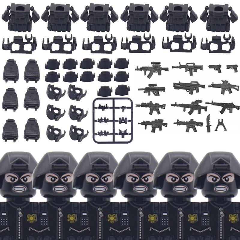 Military Commando Forces City Police Soldier Building Block Ghost Special Forces SWAT Figures Mask Military Weapone Bricks Toys