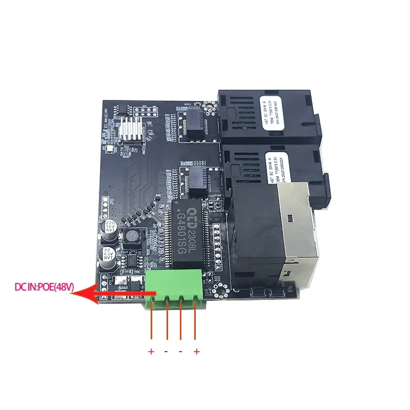2sc4port ตัวรับส่งสัญญาณพอร์ตไฟเบอร์ออปติก802.3at/af POE 48V 2 * SC ยาว100เมตร