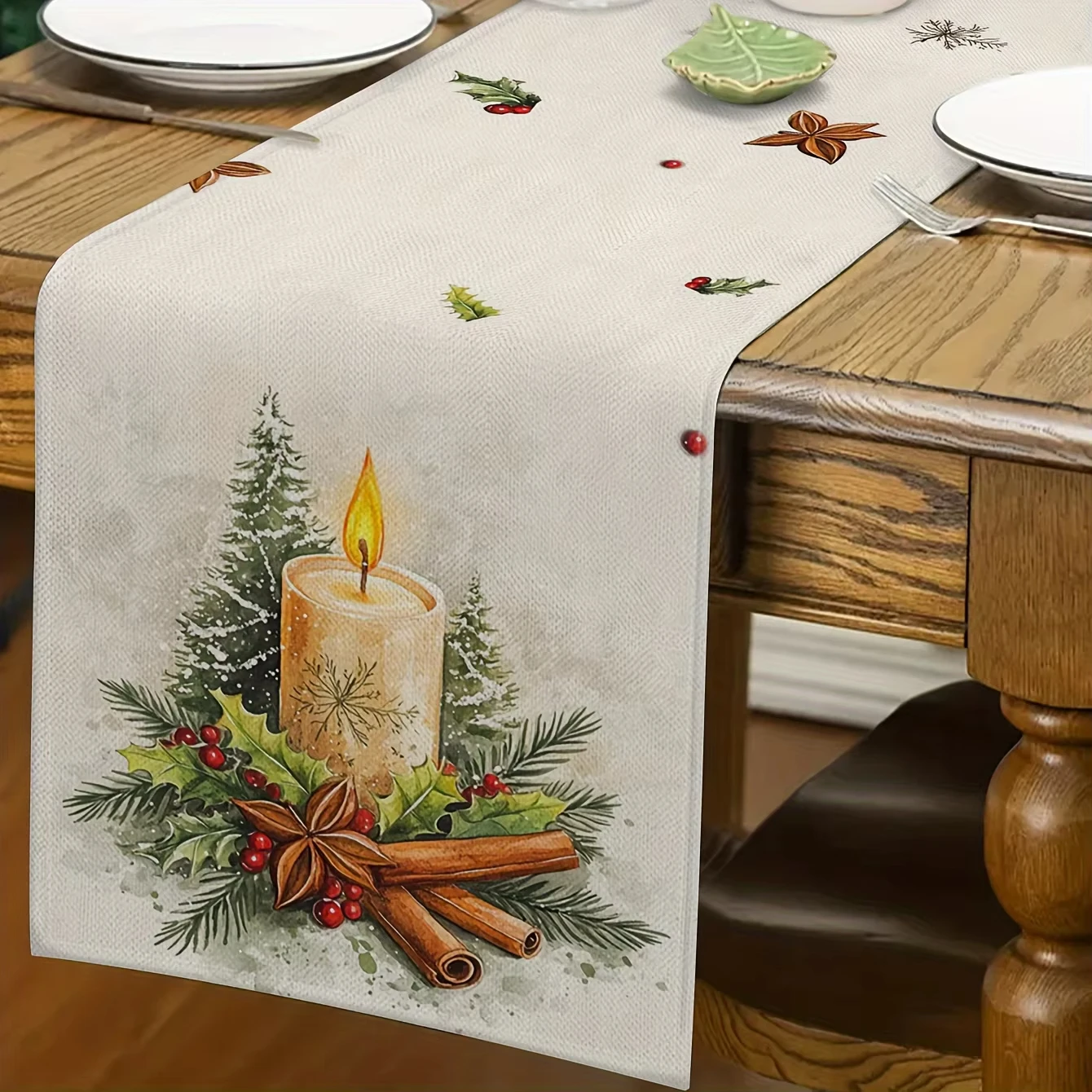 1 قطعة 2D عيد الميلاد الجدول العلم جو احتفالي المنزل عيد الميلاد ديكور حفلات داخلي ديكور مطبخ الجدول عداء للاحتفالات عطلة #2