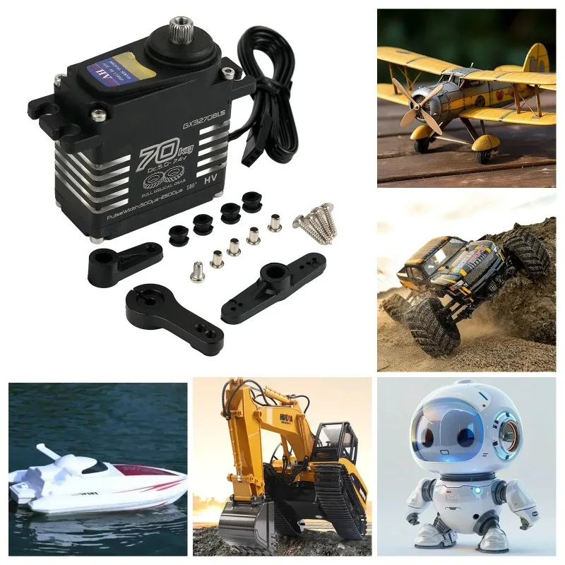 70KG High Torque Digital Brushless Servo 8.4V Magnetic Induction IP68 Waterproof Steel Helical Gear for 1/8 1/10 RC Car Robot