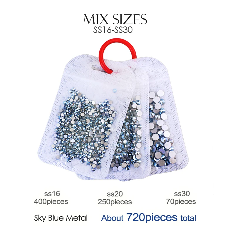 NUOVI COLORI Non Hot Fix strass Cielo blu marrone Lucido per 3D del chiodo paillettes di cristallo di vetro strass glitters per la manicure