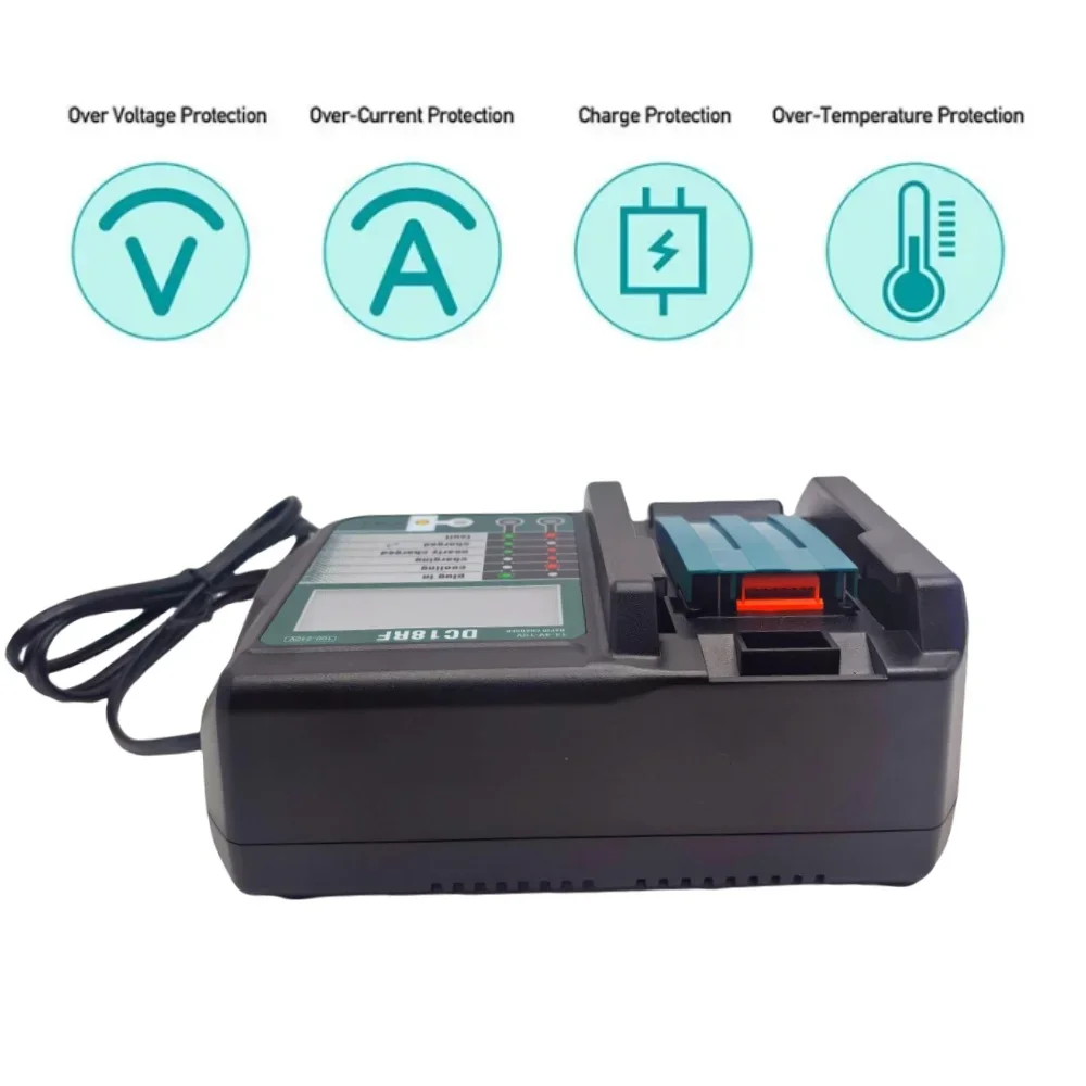 DC18RF Li-ion Super Fast Charger for Makita 14.4V-18V Lithium Battery BL1860B,BL1830,,BL1415,BL1440 with LED Screen, USB Port