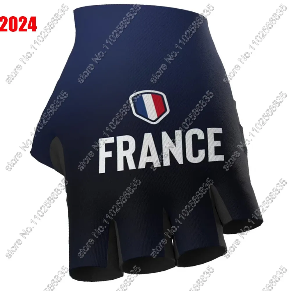 France National Team Cycling Gloves 2024 Blue Men Gel Half Finger Bike Glove Road Bicycle Jerseys MTB Guante Ciclismo Maillot