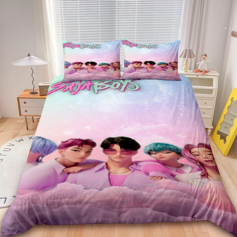 

D-Demon H-Hunters Saja Boys 3pcs Duvet Cover Set K-pop Bedding Set Comforter Cover Twin King with 2 Pillocase Gifts Decor