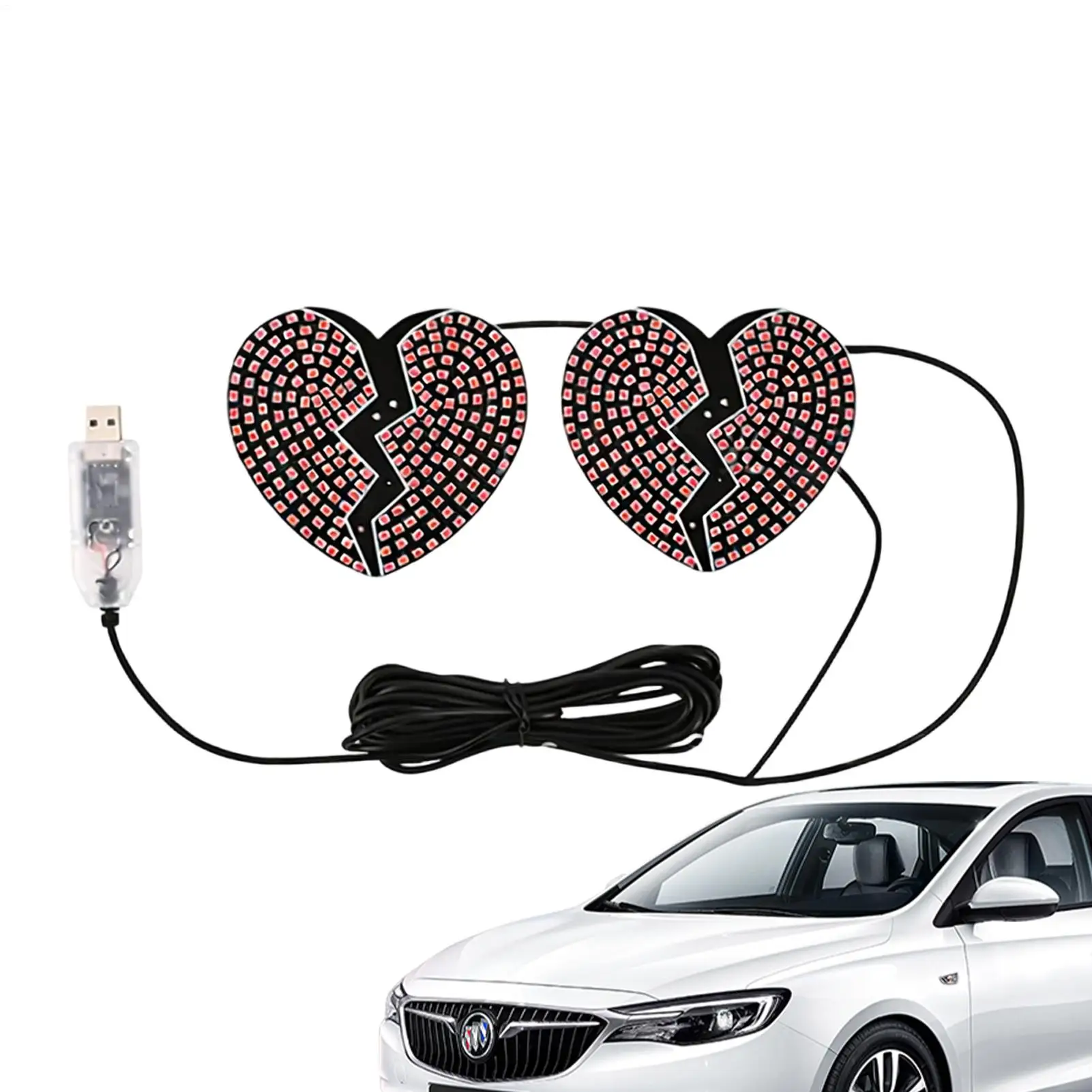 Car Window Light Up Sign Love Heart Shape Automotive Decoration Car Back Window Warning Light For SUV RV Sedan Truck Minivan Van