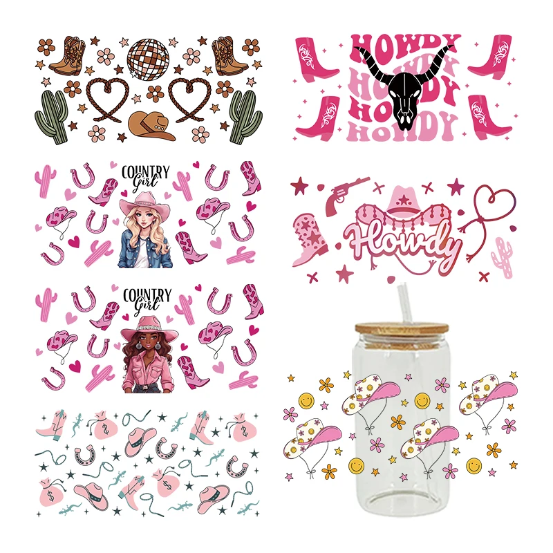 3D UV DTF Transfers Stickers 16oz Cup Wraps Cowgirl Printed For DIY Glass Ceramic Metal Leather Etc. D18127