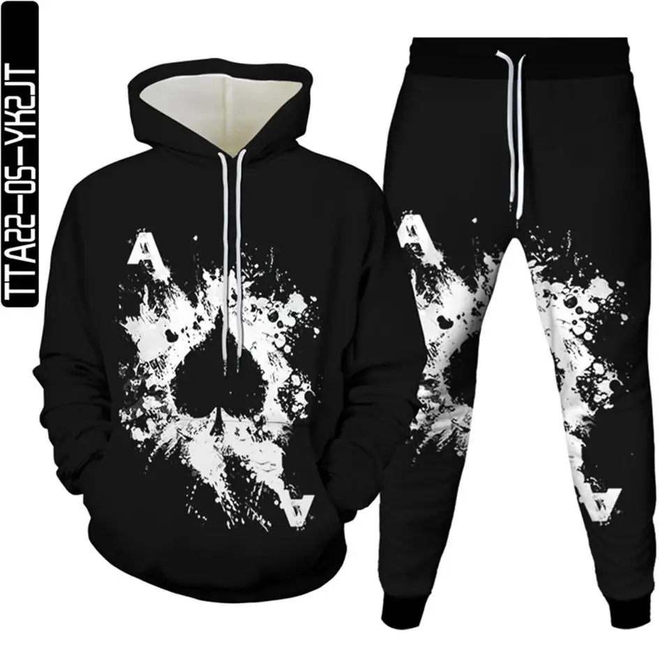

Poker Graphic 3D Printed Hoodie Suit Men Sweatshirts Sweatpants Fashion Casual Two Piece Tracksuit Set Men Jogging 2pcs Sets