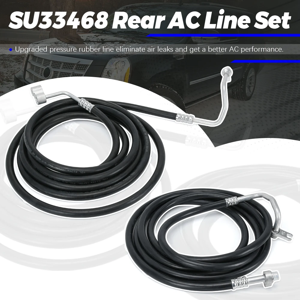 SU33468 Rear AC Line Set Air Conditioning Hoses Replacement Lines For 07-14 Chevy Suburban GMC Yukon XL Cadillac Escalade ESV