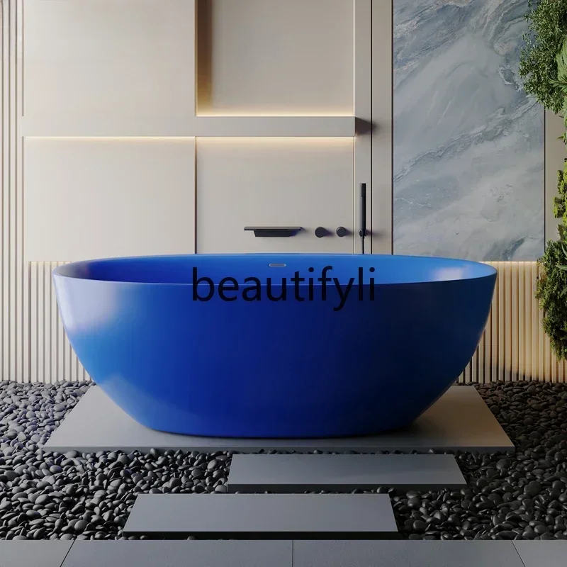 

QQ Acrylic bathtub blue independent integrated thermal insulation color custom bathtub