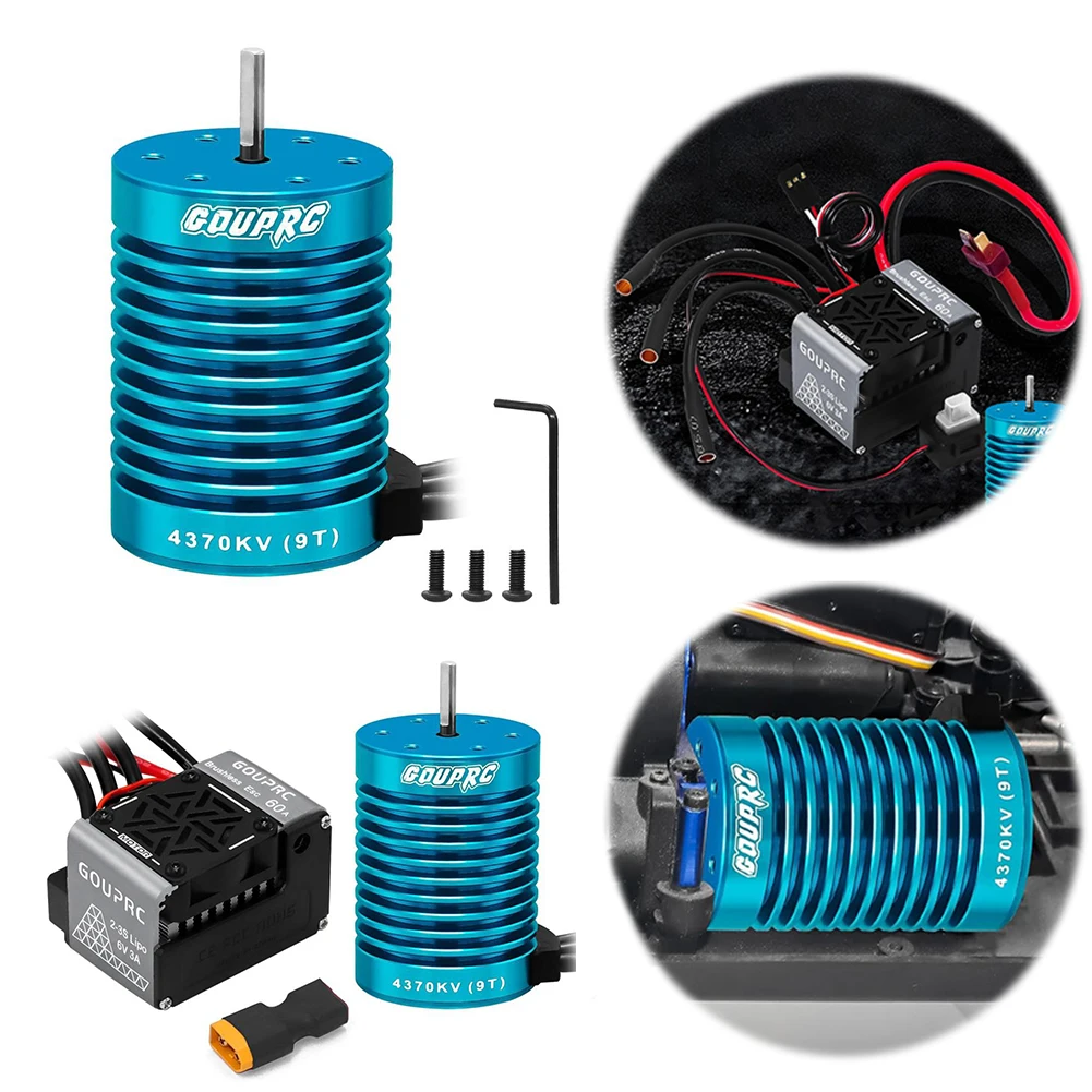

Бесщеточный двигатель 4370KV с регулятором скорости 60A ESC, комплект для радиоуправляемых моделей 1/10 (автомобили, грузовики)