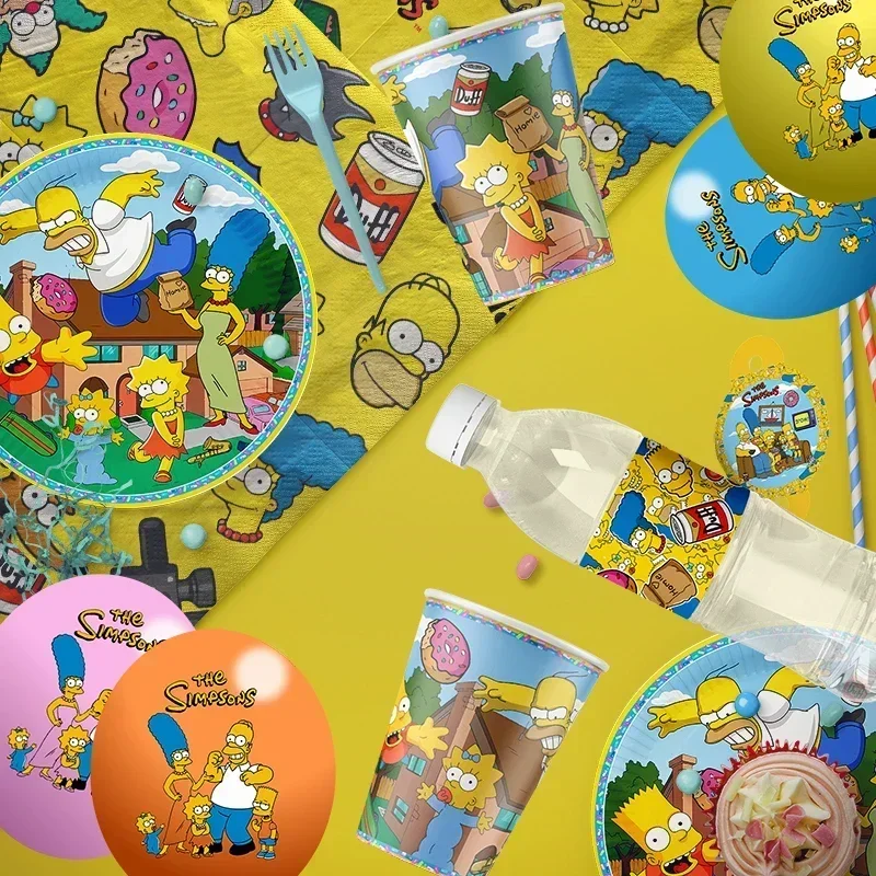 DisneyThe Simpsons Party Supplies Tableware Set Cup Plates Napkins For Kids Birthday Party Decoration Boys and Girls Baby Shower