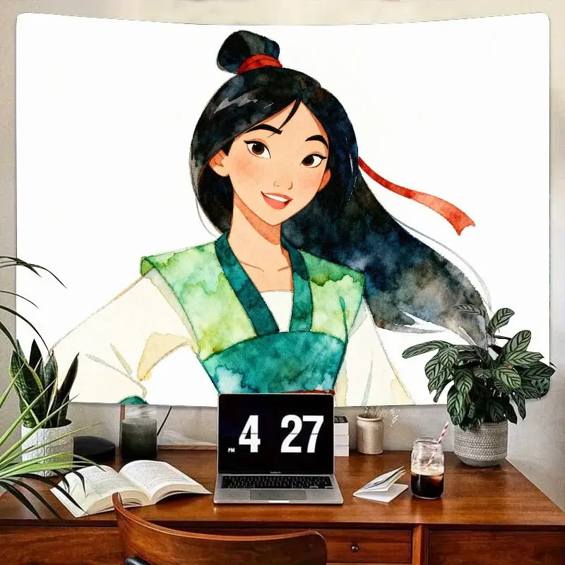 

1 шт. Disney Mulan акварель Kawaii подарок для девочек гобелен современный полиэстер настенное искусство гостиная спальня декор в общежитии для фанатов Mulan