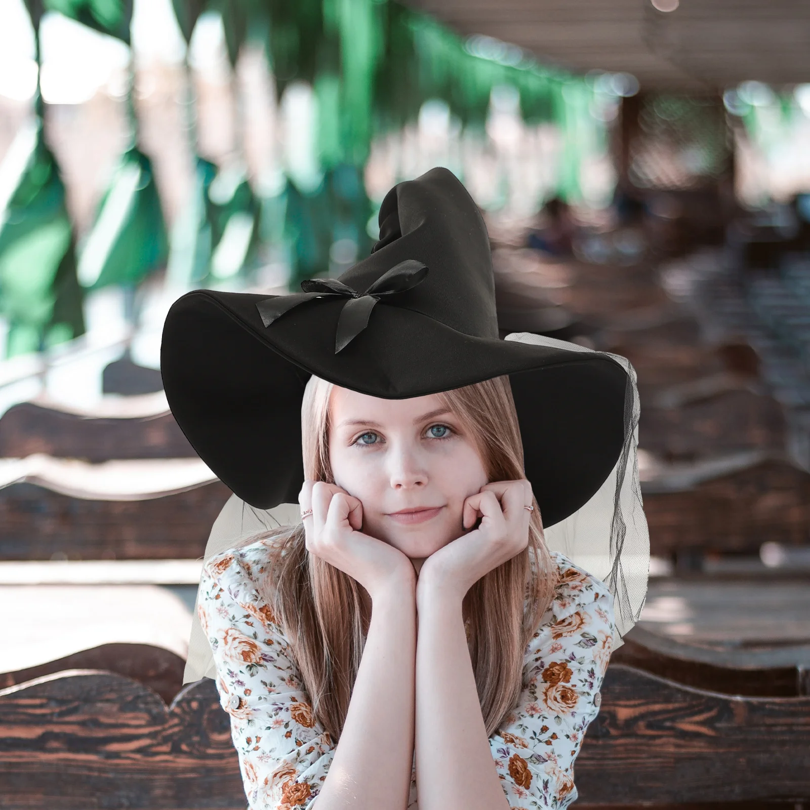 

Wizard Hat for Halloween Party Cosplay Witch Cloth Style Design Women Elegant Costume PropReusable Easy to Clean