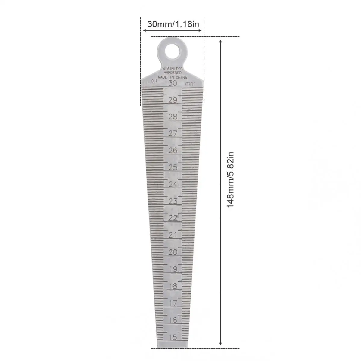 Taper Gage Metric 15-30mm Stainless Taper Welding Gauge Test Ulnar Inch & Metric Standard Aperture Ruler for Measuring