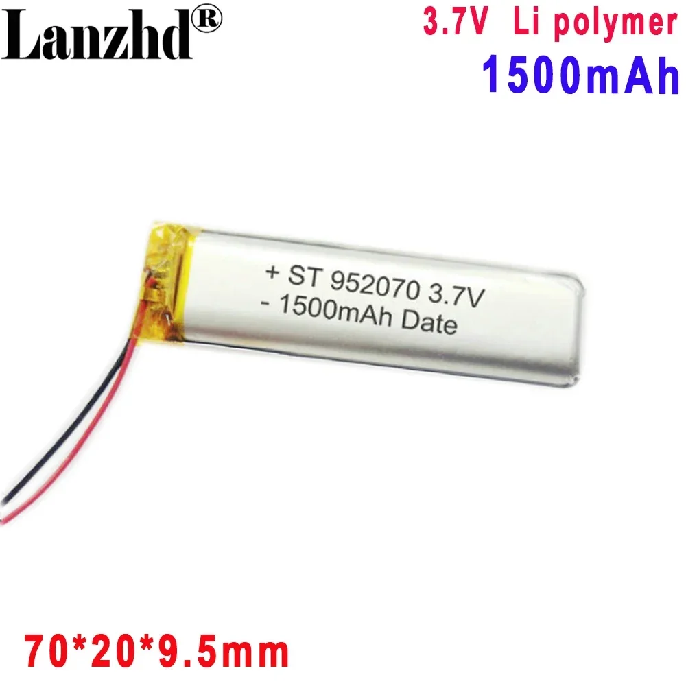 3.7V Polymer lithium battery 952070 102070 For Beauty instrument rechargeable battery 1500mah polymer battery