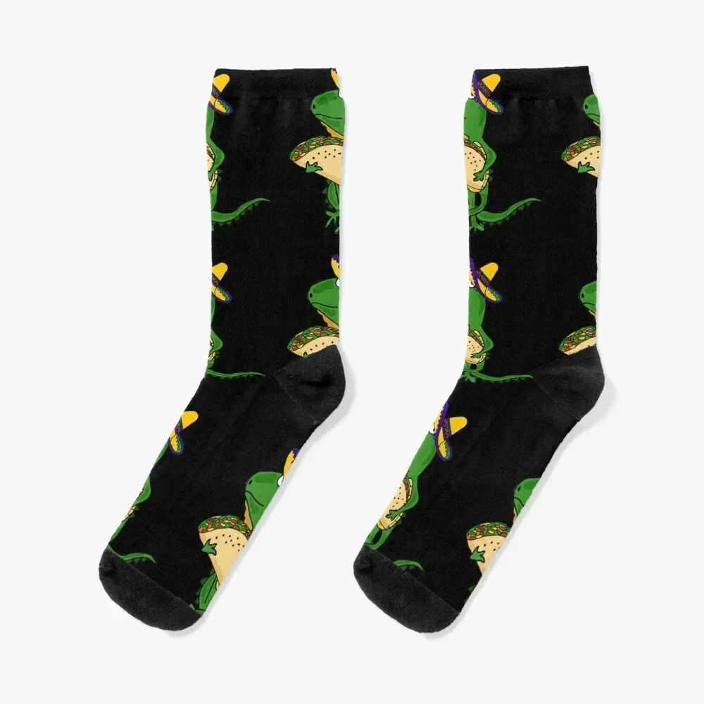 

Funny Iguana eating Taco Cartoon Socks Run warm winter sheer Lots Men's Socks Luxury Women's