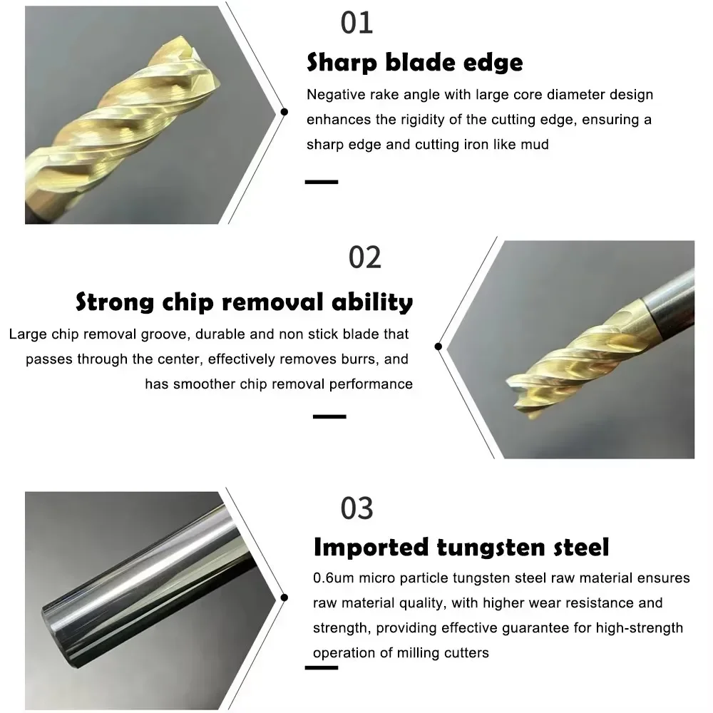 SHAZAM TGP-HRC70 4F renk daire düz uçlu mil Tungsten çelik karbür Balchals AD kaplama freze kesicisi CNC mekanik frezeler