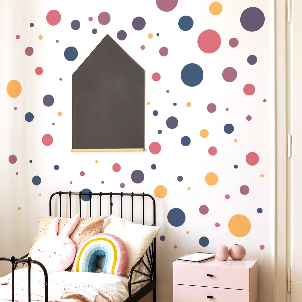 96pcs/set Color Dot Circle Wall Stickers Kids Room Self-Adhesive Kids Baby Nursery Bedroom Decoration Bathroom Accessories