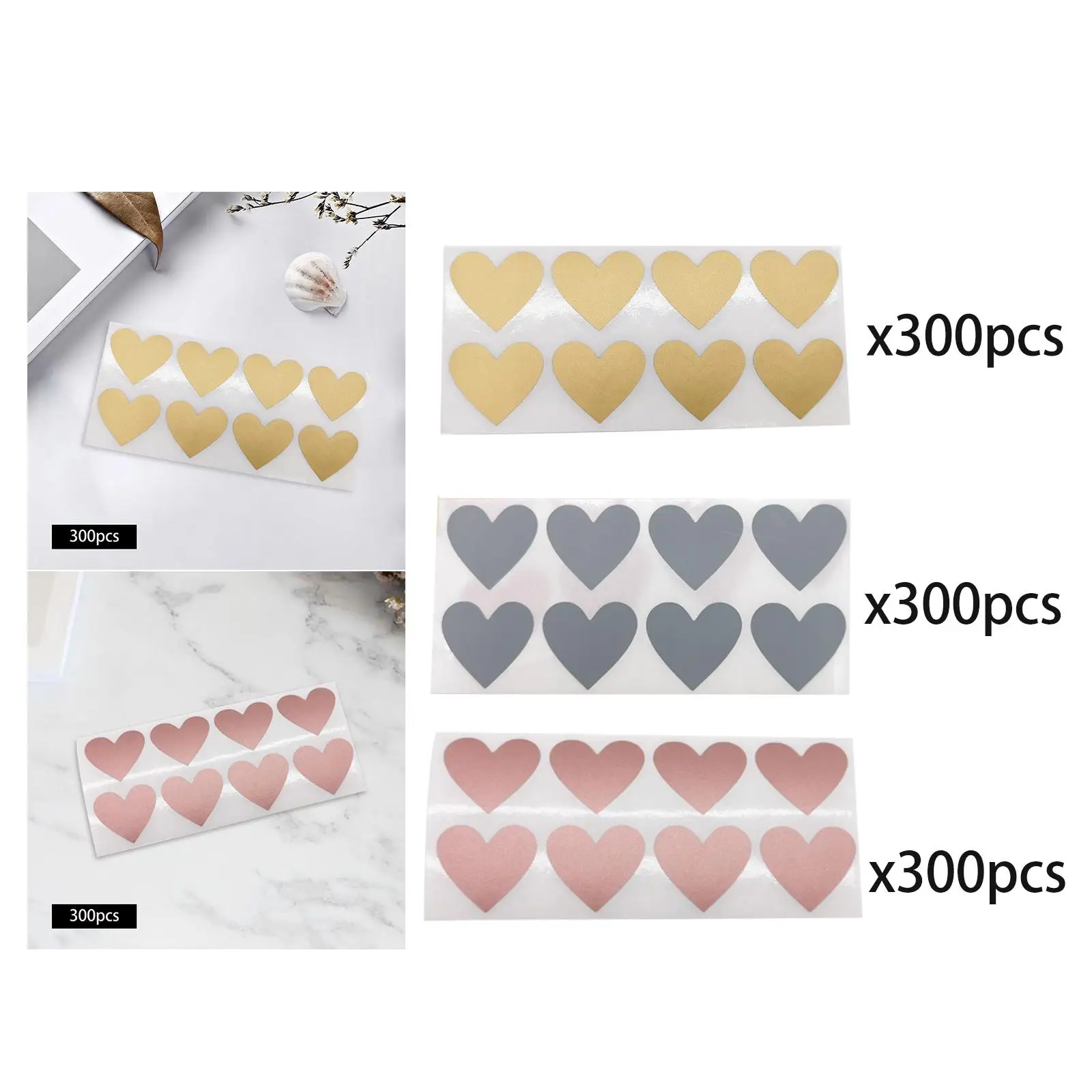 300 Pack Heart Shaped Scratch Off Stickers 25Mmx28mm for Business Marketing