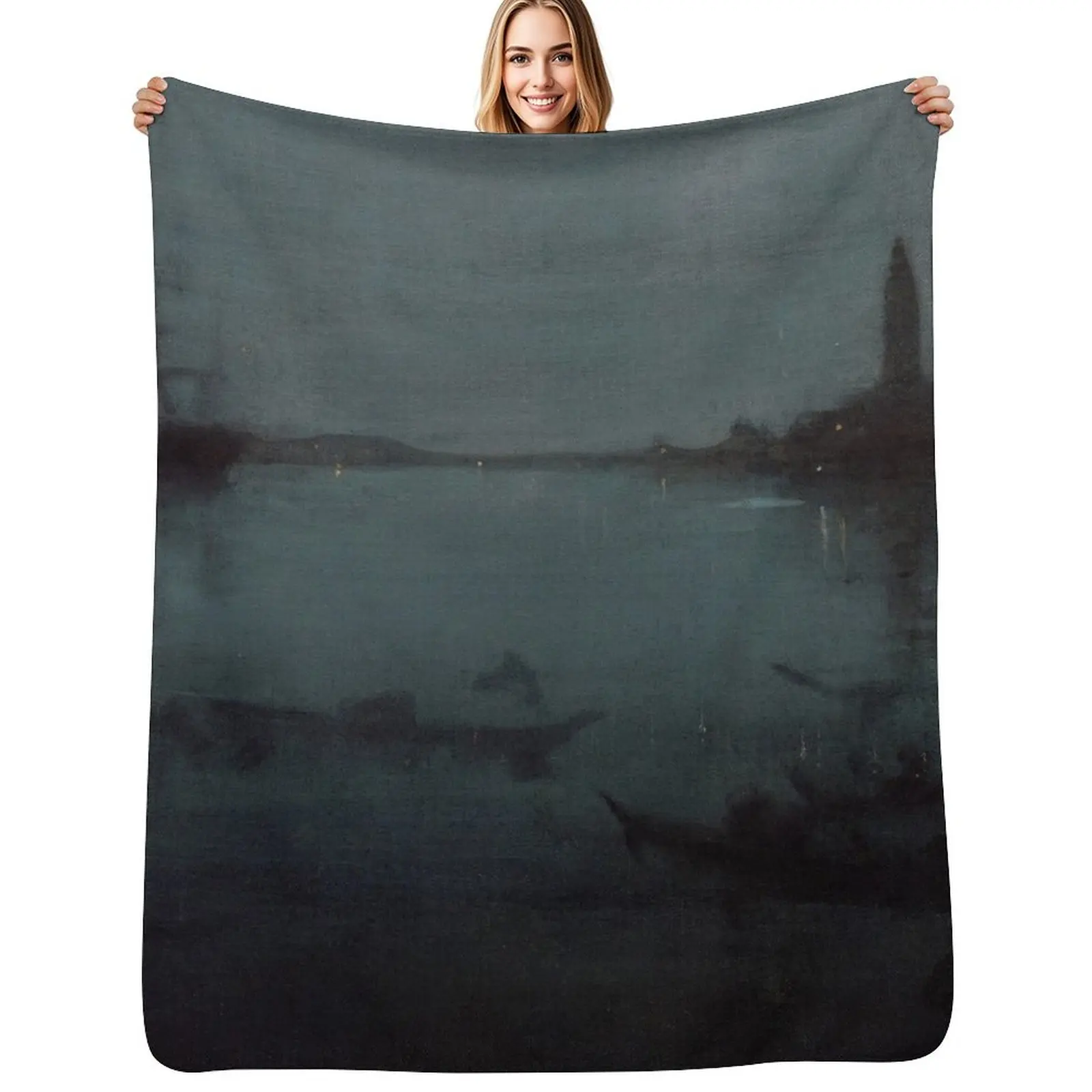

Nocturne in Blue and Silver - The Lagoon, Venice by James McNeill Whistler Throw Blanket Soft Beds Stuffeds anime manga Blankets