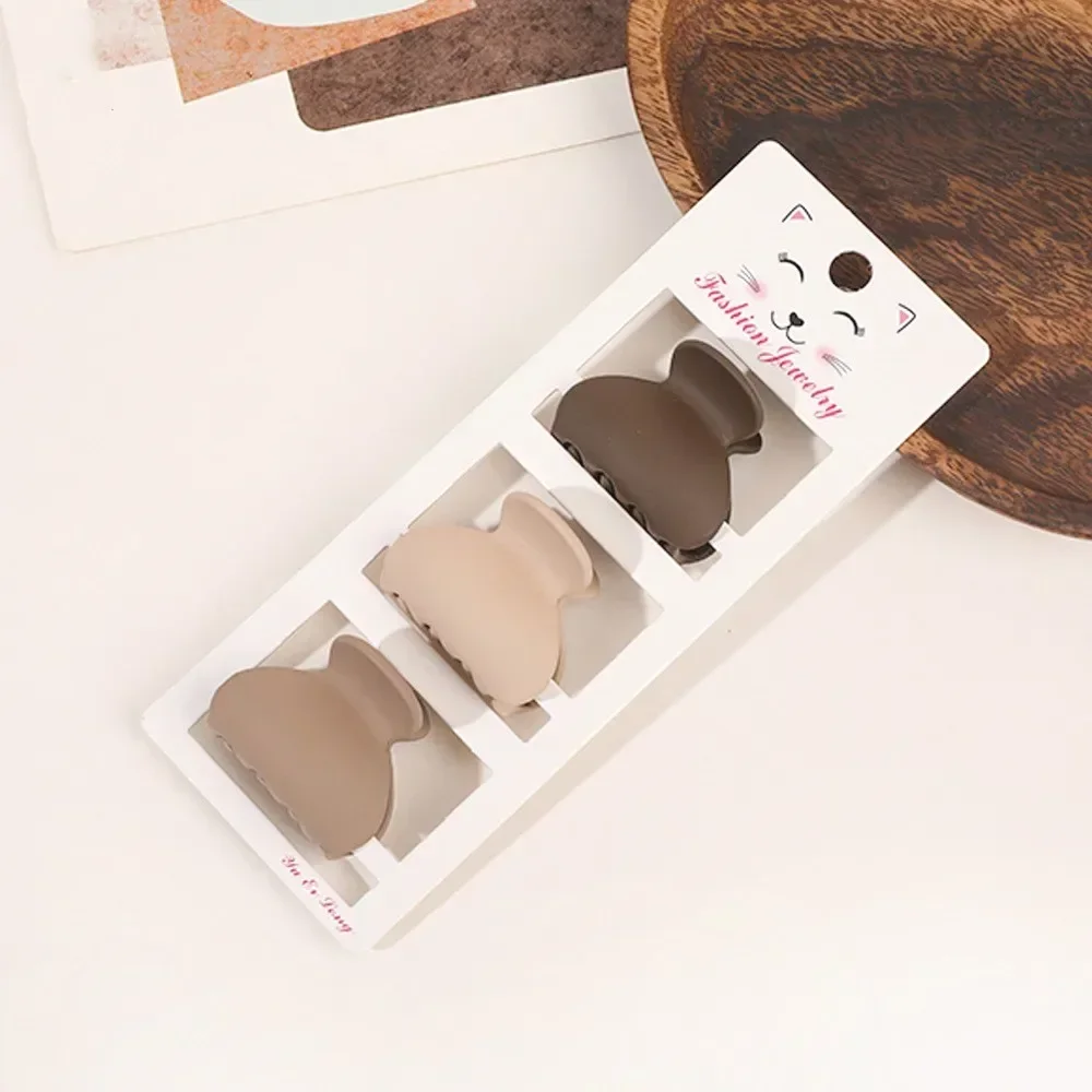 3pcs/set Coffee Color Small Hair Claw Frosted Geometric Simple Hairpin Hair Clip Barrettes Women Girls Hair Accessorie Headwear