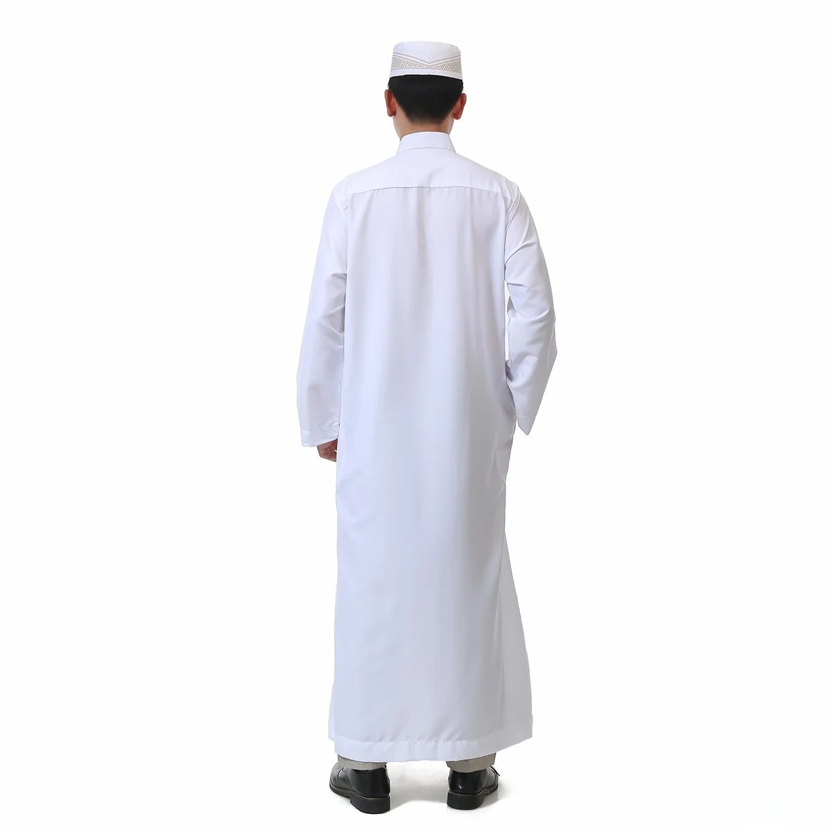 Robe masculino de manga comprida com gola árabe saudita, robe muçulmano do Ramadã, roupas islâmicas do Oriente Médio