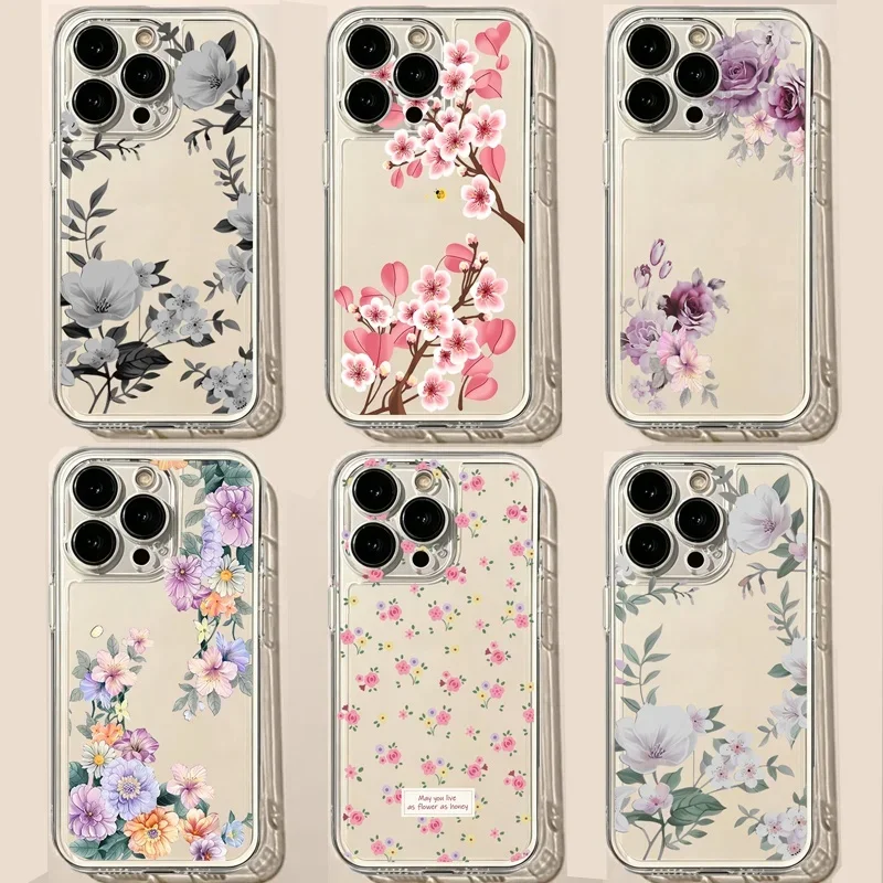 Classic Flower Phone Case For Samsung Galaxy S26 S25 S24 S23 S22 Ultra FE Edge Plus A56 A36 A26 A57 Clear Silicone TPU Casing