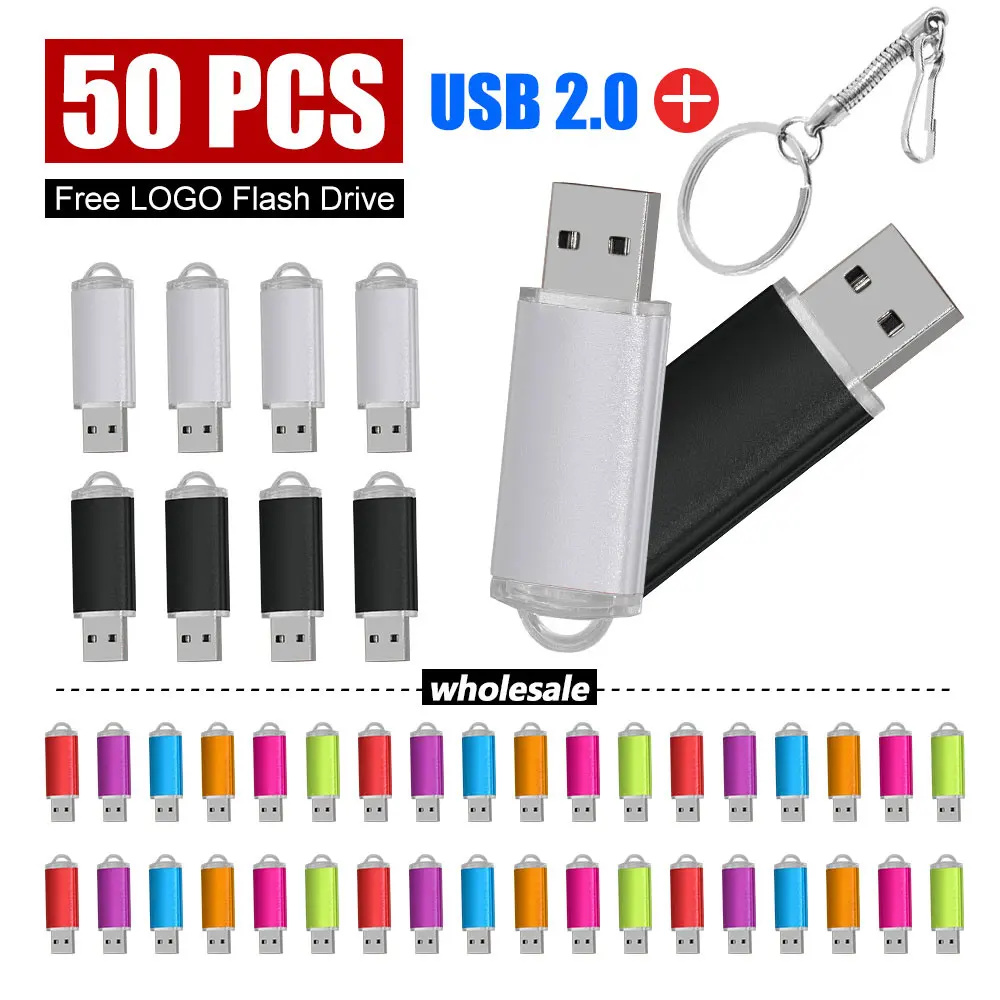 50 ชิ้น/ล็อตฟรีโลโก้ที่กําหนดเอง USB 2.0 แฟลชไดรฟ์ Usb 4GB 8GB 32GB 64GB Pendrive 2GB 1GB การถ่ายภาพ Wendding ของขวัญหน่วยความจํา Cle stick