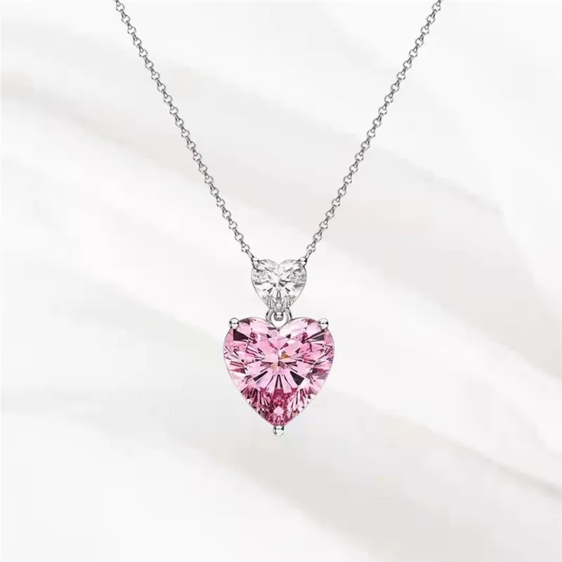 CC Necklace Earring Ring Princess Pink Heart Cubic Zirconia Jewelry Romantic Fashion Accessories Party Bijoux CC917