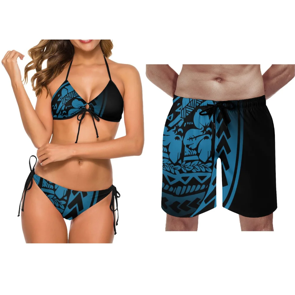 Strój kąpielowy bikini dla par z Samoa, tradycyjny strój kąpielowy dla par na plażę, polinezyjski strój kąpielowy dla par na zamówienie.