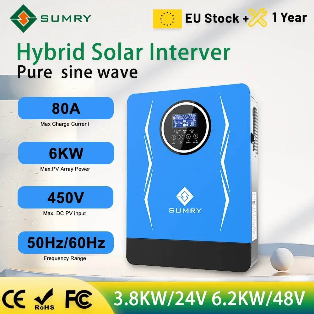 SUMRY 6200W 48V Solar Inverter  Off Grid MPPT 110A Solar Charger Max PV Power 6000W 230V Out-put DC 48V for  ChargerBattery