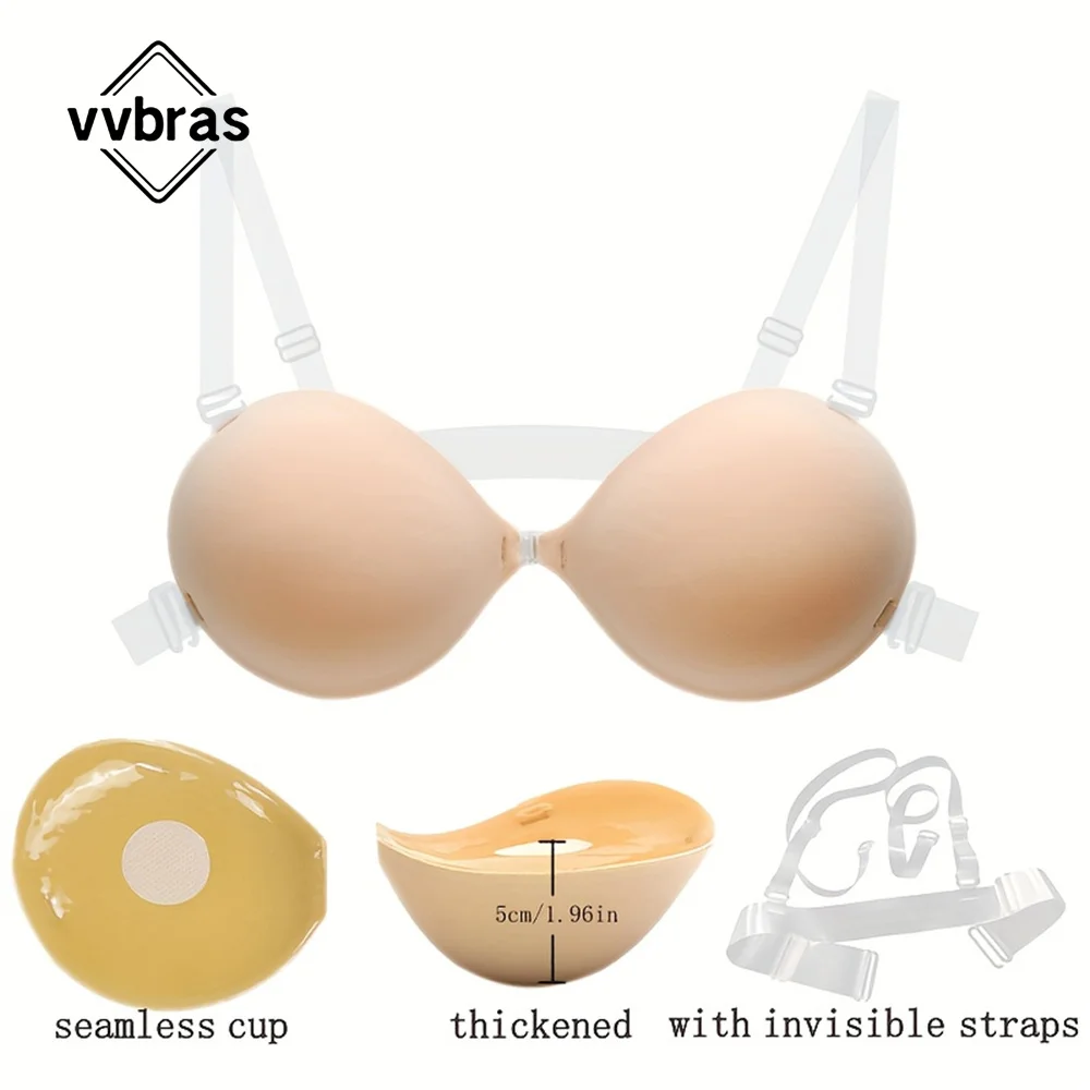 Invisible Adhesive Silicone Push Up Bra for Women,Seamless Breast Lift Pasties for Lingerie,Self Adhesive Bra Silicone Bh Seamle