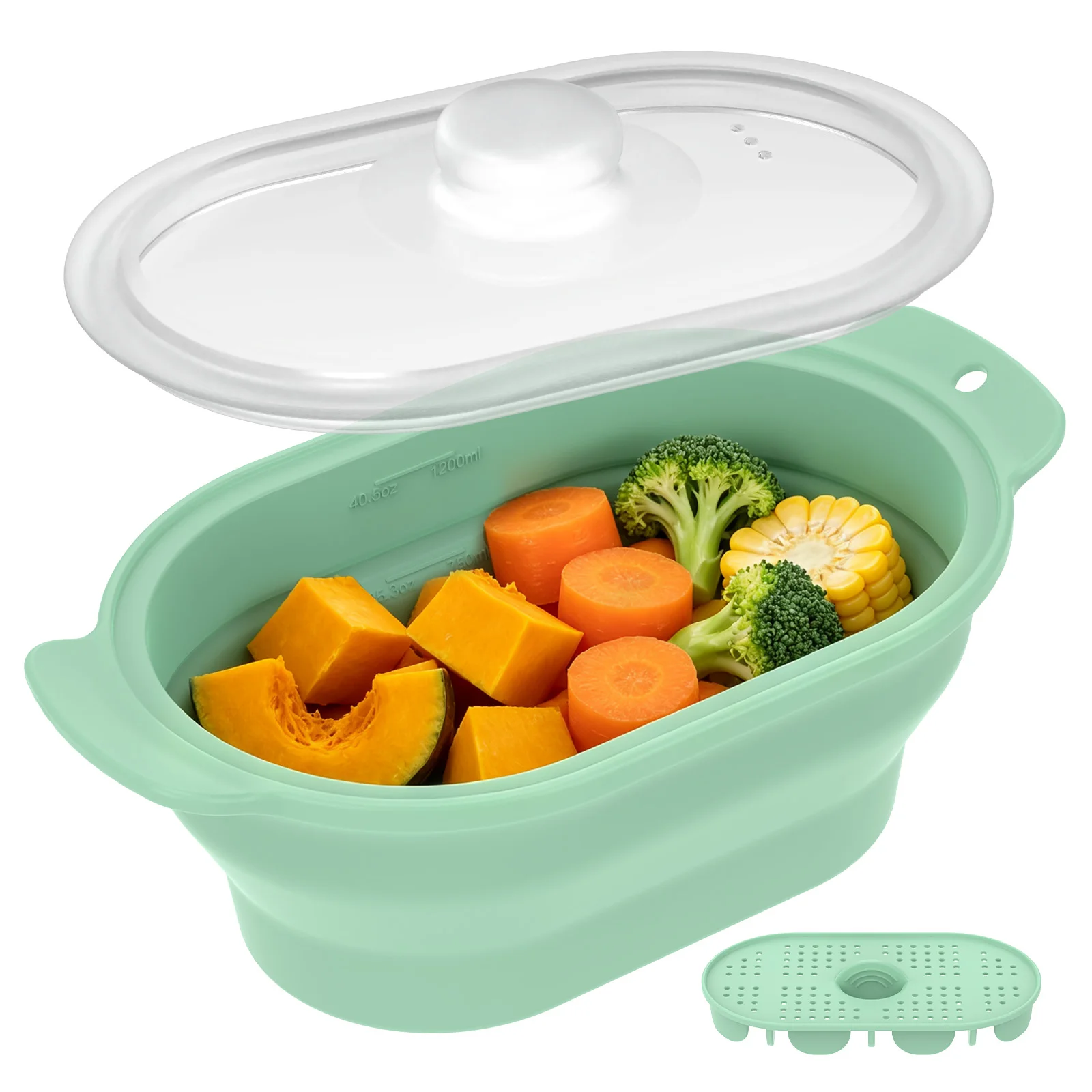 Silicone Silicone Microwave Vegetable Steamer with Steam Rack and Lid Collapsible Microwave Steam Pot for Meal Prep and Frozen Vegetable - Aliexpress Deal