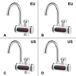 Electric Water Heater IPX4 Waterproof LED Screen Sink Faucet 30-60℃ Rapid Heating Washing Tap Side Inlet US Plug