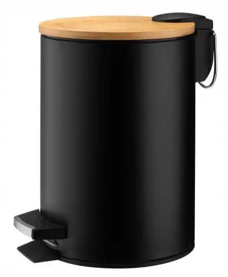 Badkamerprullenbak met pedaal en cartridge zwart 3L Dastin