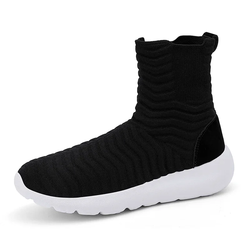 Breathable Sock Shoes Outdoor Women Men Sneakers for Walking Jogging High Top Wavy Casual Shoes Mesh Slip on Plus Size 35-45