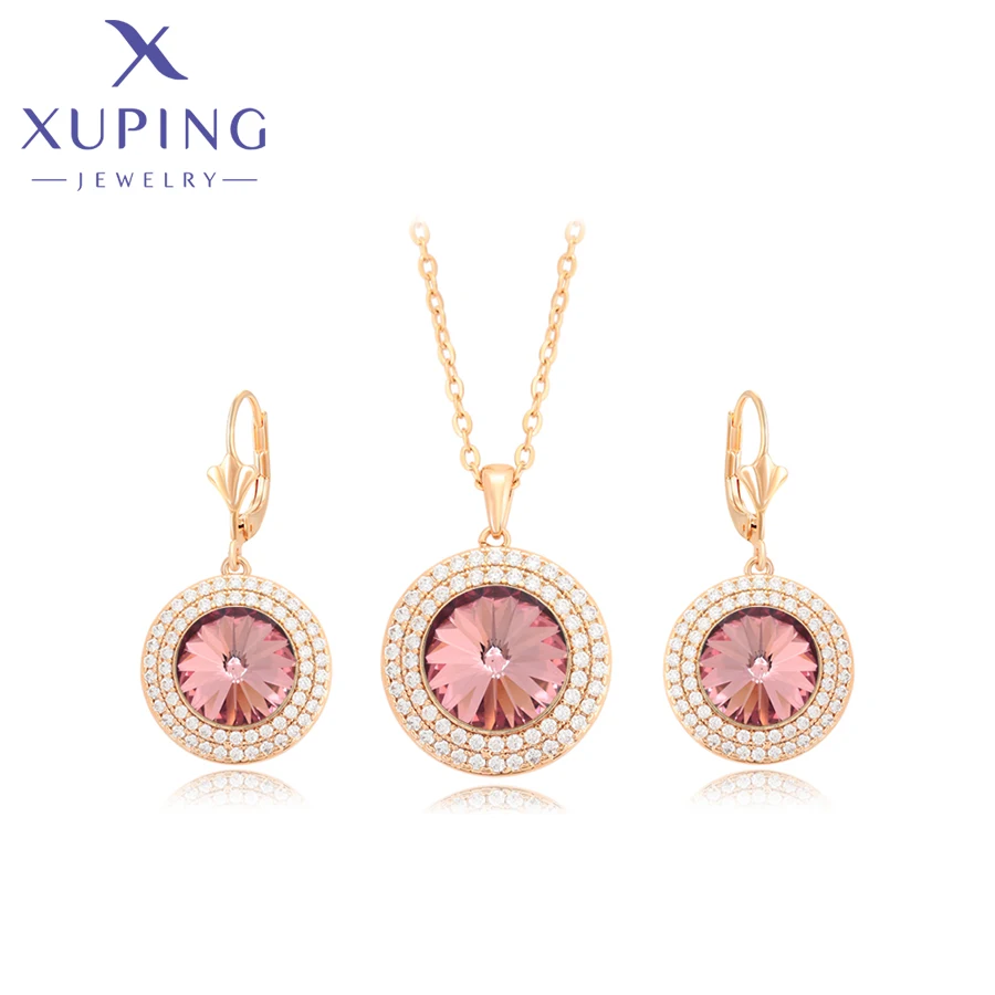 Xuping Jewelry Charm Gold Plated Two pieceS of Set Round Crystal Earring and Necklace Set with  for Women Party Gift A00916118