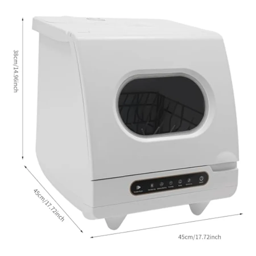 غسالة أطباق محمولة على سطح الطاولة بقدرة 1200 وات مع 12 منفذًا للمياه و360 رش للتنظيف باللون الأبيض طبق أوتوماتيكي بالكامل