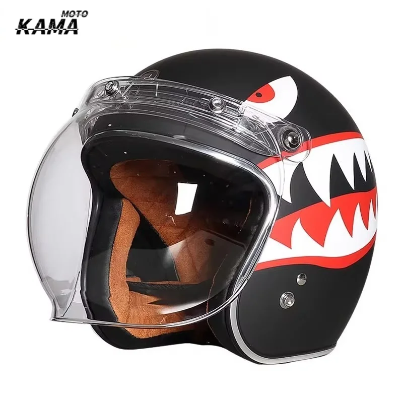 TORC T50S Motorcycle Helmet for Men Women 3C Certification 3/4 Helmet Retro Half Helmet Motorcycle Commuting for All Seasons