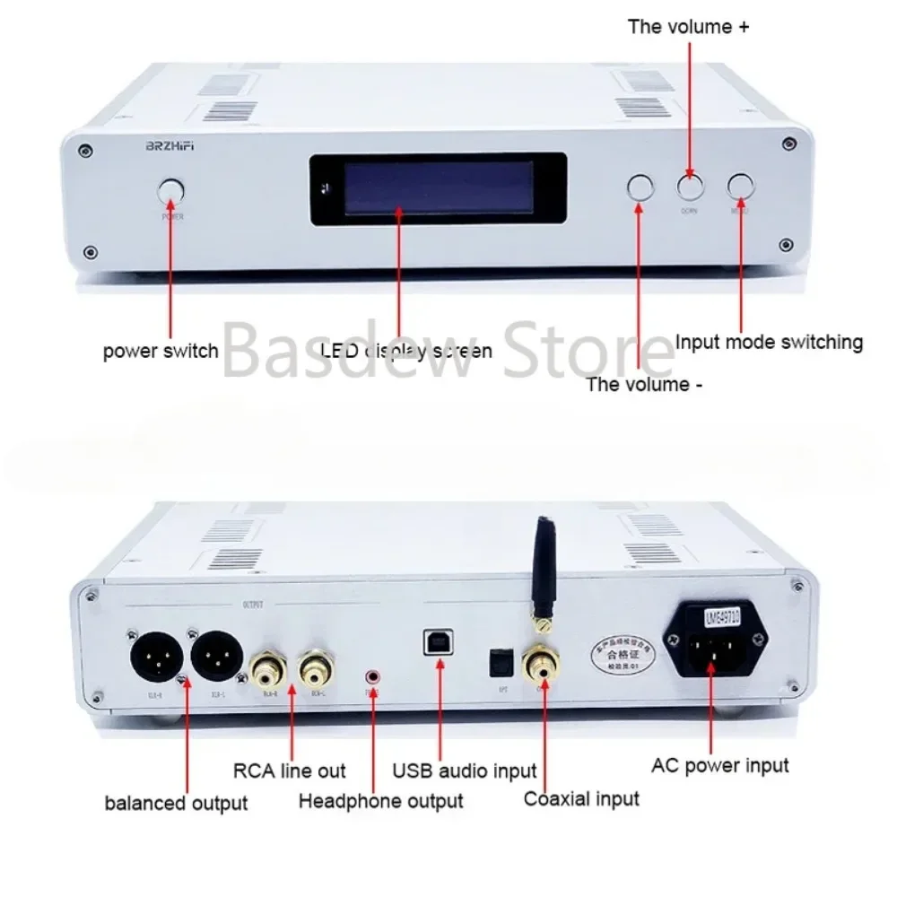 DSD DAC Decoder Amanero USB Remote Control DLHiFi DC300 Dual Core ES9038PRO ES9039PRO Bluetooth 5.0 Balanced HiFi Audio