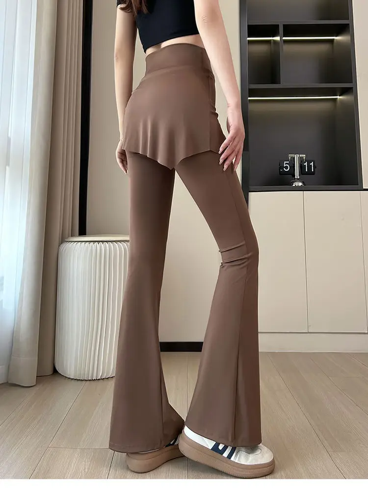 Pantaloni da yoga a vita alta Pantaloni da allenamento fitn micro svasati da donna Pilates Esercizio sportivo Pantaloni casual Fibra di poliestere