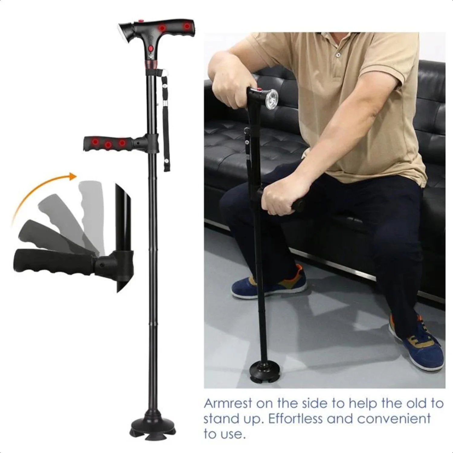 

Collapsible Telescopic Folding Cane Elder Cane Walking Trusty Sticks Elder Crutches Mothers The Elder Fathers With Alarm
