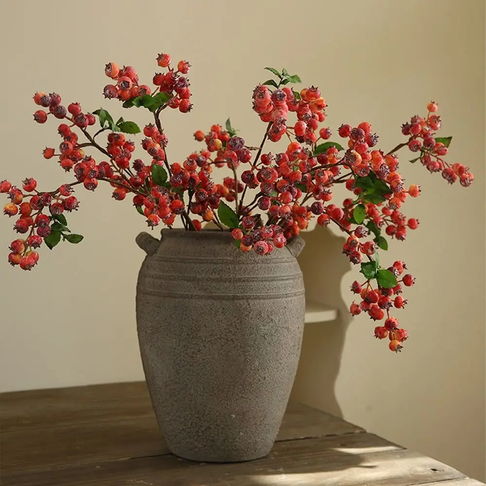Plástico natal mirtilo ramos de frutas realista elegante simulação espuma vermelho berry artesanal plantas falsas