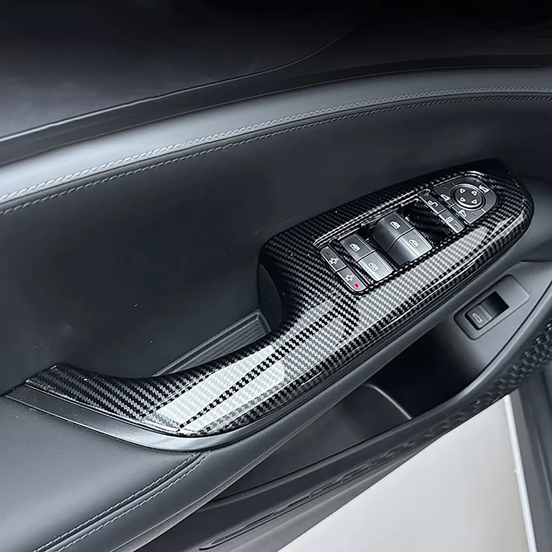 

Carbon Fiber Color Window Glass Lifting Buttons Frame Decoration Cover Trim For BYD Seal dmi 2023 2024 LHD Car Styling