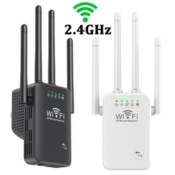 WiFi Signal Amplifier 2.4 GHz WiFi Extenders Signal Booster 300Mbps Easy Setup 4 Antenna Long Range for Home with Ethernet Port