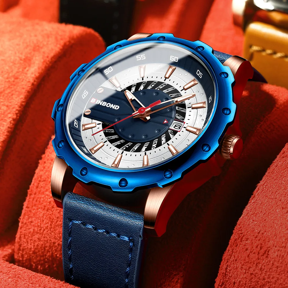 

2023 New Creative Watches Men Top Brand Luxury Leather Waterproof Luminous Date Fashion Blue Wristwatch Clock Relogio Masculino