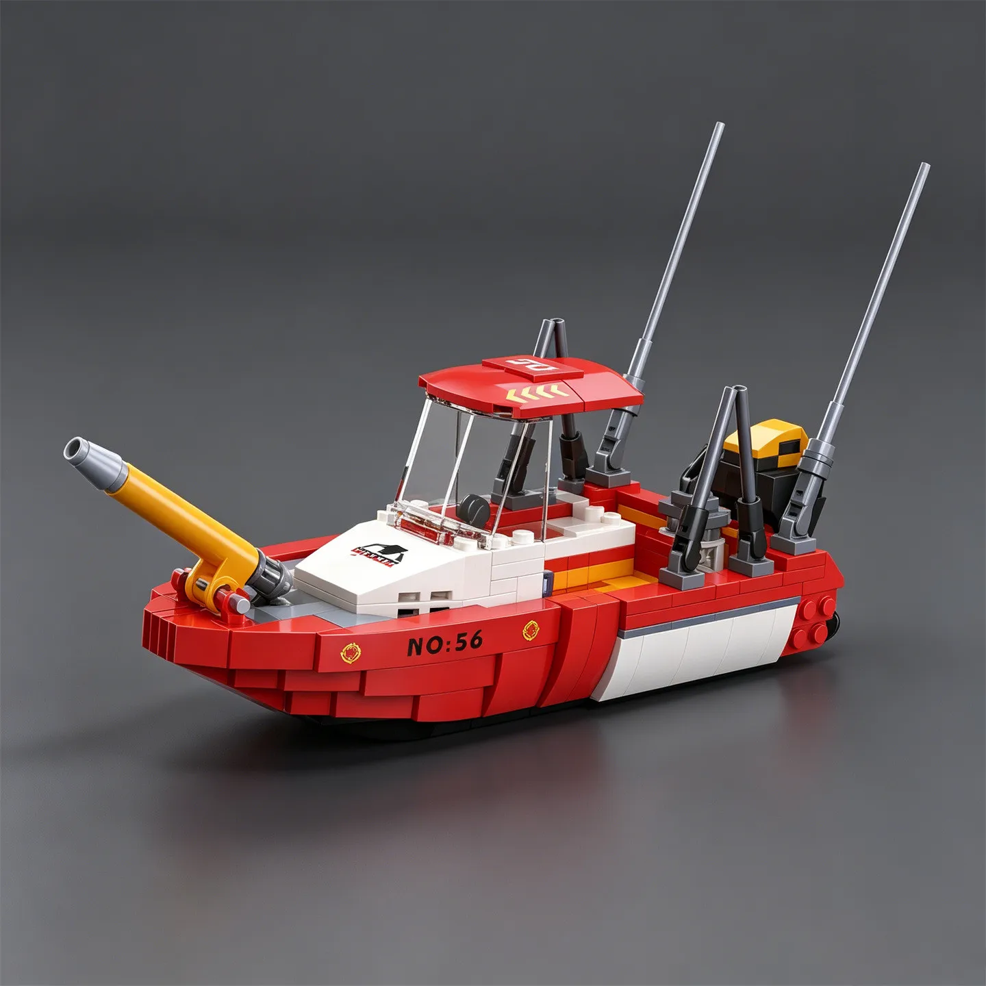 

City Series Fire Rescue Boat Building Blocks: Firefighter and Police Marine Speedboat and Inflatable Boat Model Toy