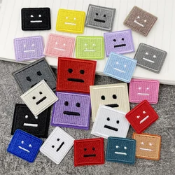 Face Color Iron On Patch Apparel Sewing Fabric Handmade Appliques For Clothing Stickers Badge Parche Black White Red Green