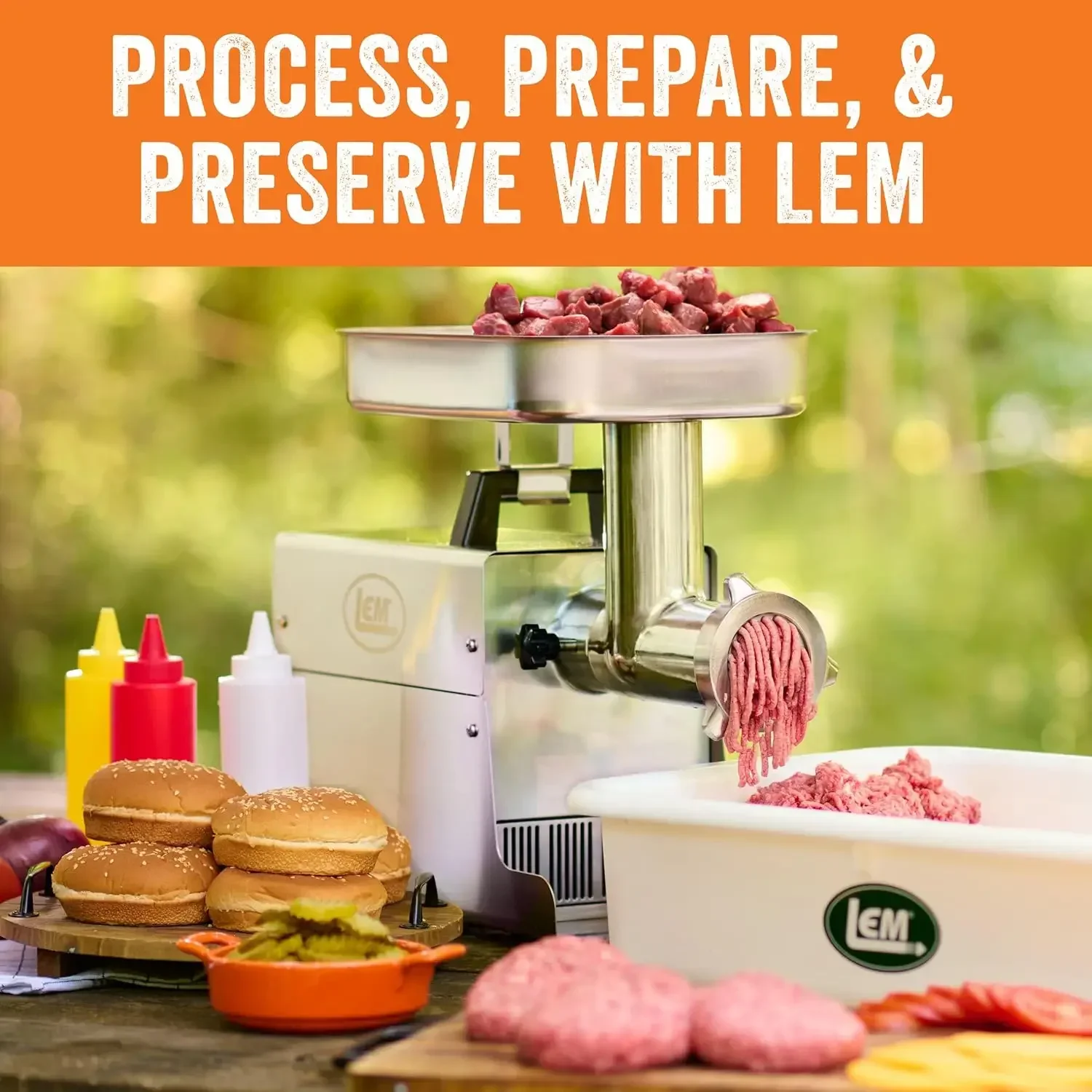 

LEM Products BigBite #8 Meat Grinder, 0.50 HP Stainless Steel Electric Meat Grinder Machine, Ideal for Regular Use