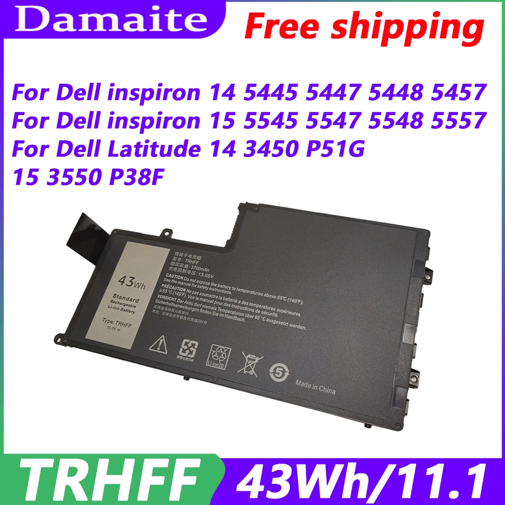 

New TRHFF Laptop Battery For Dell Inspiron 14 5445 5447 5448 15 5542 5543 5545 5547 5548 5557 Latitude 3450 3550 Series 43Wh 11.